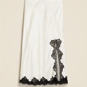 J. Crew Gwyneth lace-trim slip skirt in textured satin